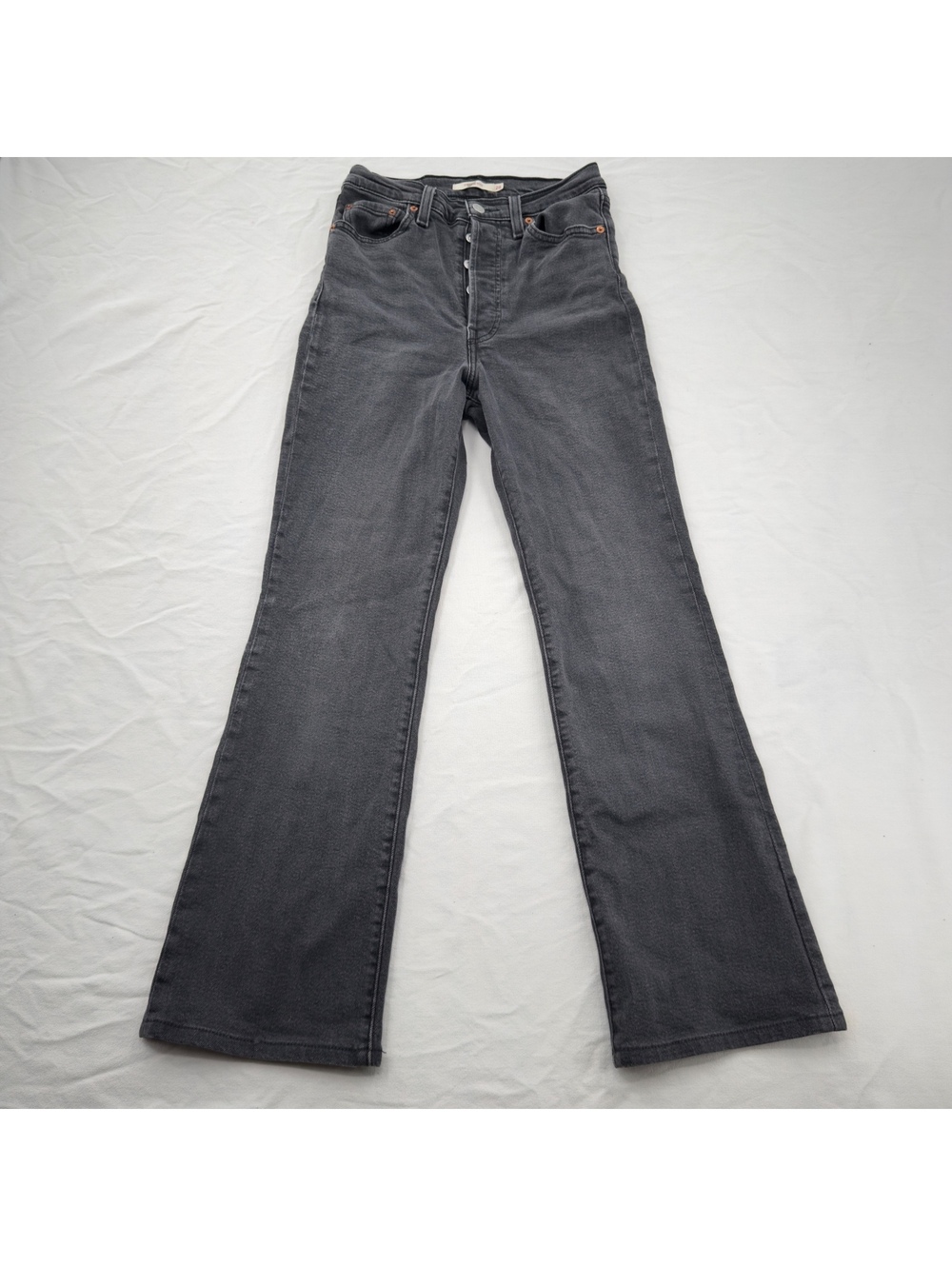 Levi's Ribcage Boot Jeans Faded Black High Rise Button Fly W28 L33